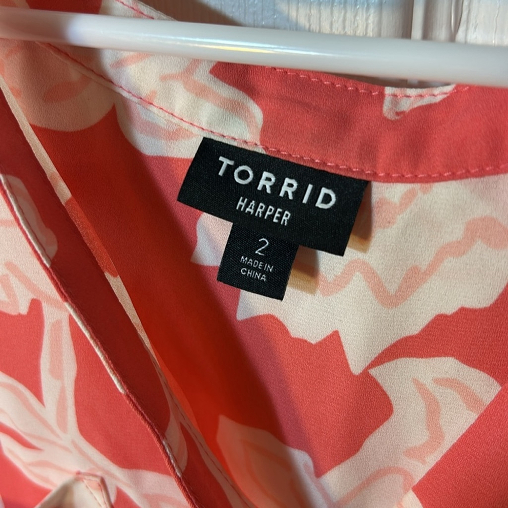 Torrid Harper Floral Georgette 3/4 Sleeve Pullover Blouse 2X - Picture 4 of 7